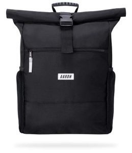 AARON Rolltop Rucksack wasserdicht Damen Herren Schwarz, aus recyceltem PET (Prime)