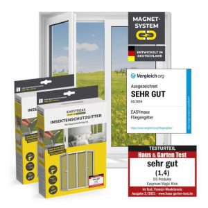 Fliegengitter für Fenster mit Magic Click • 150 x 130 cm • individuell zuschneidbar für alle Fenster Abdeckungen • EASYmaxx • Prime